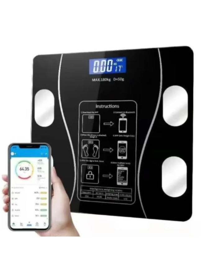 Denx Smart Weight Scale Body Fat Scale Bluetooth Smart Body Weight Scale Wireless Digital Bathroom Scale with Smartphone App (Black) - Image 1